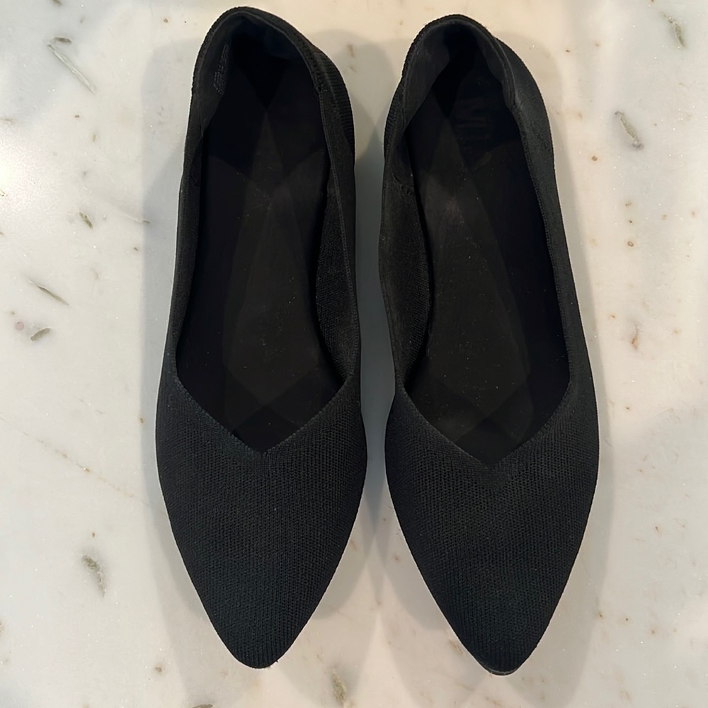 Mia black flats, pointed toe, soft.